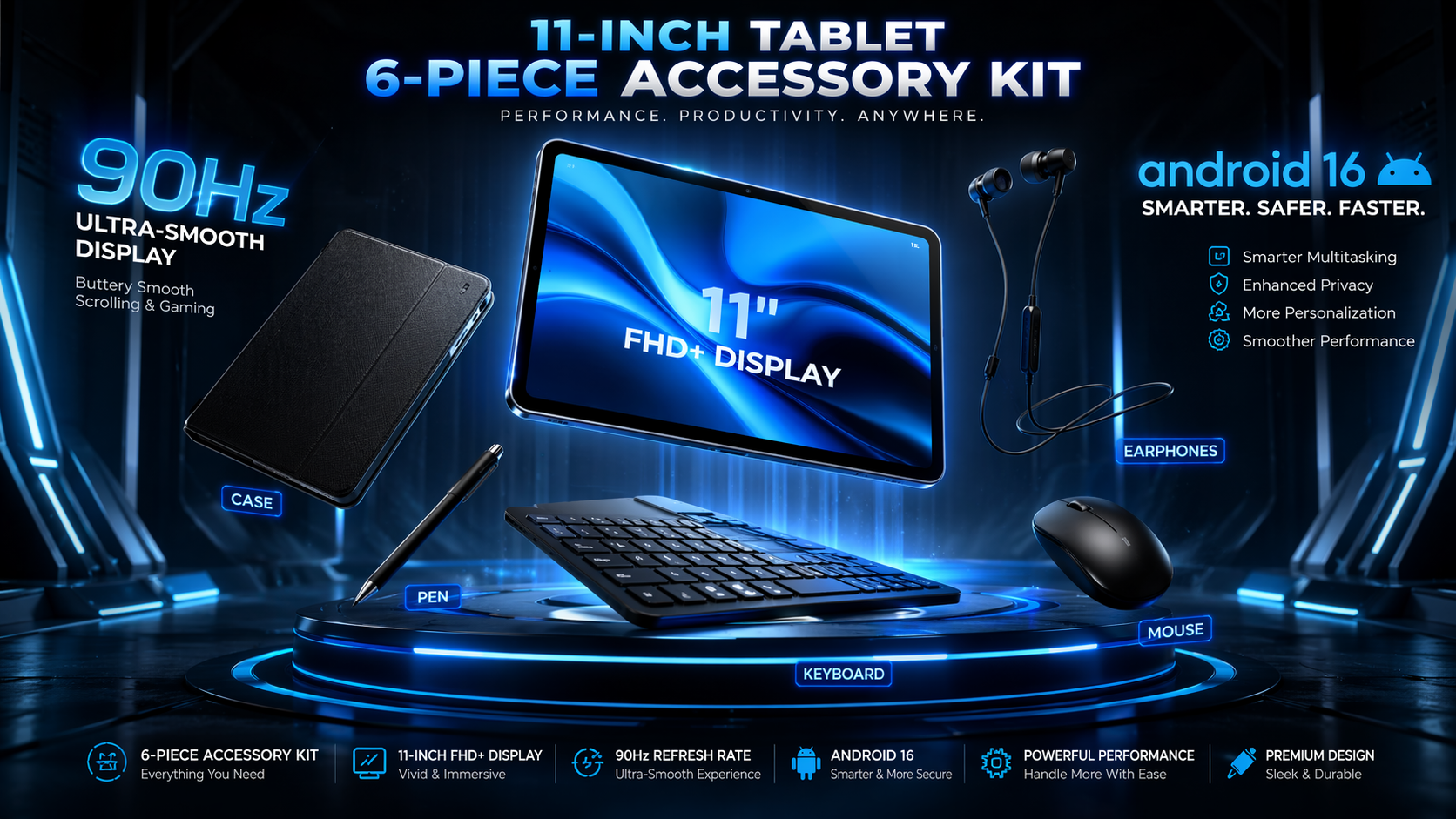 AORLYM P11タブレット本体とキーボード・マウス等の6点セット一式